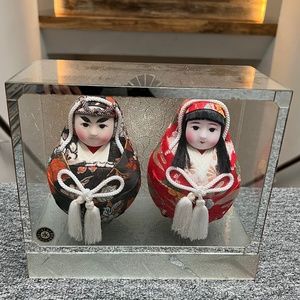 🌸 VTG  Japanese Wedding Doll Couple Hime Daruma Gofun Face